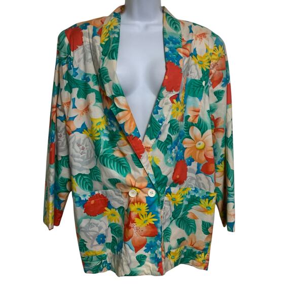 Penelope Plum Jackets & Blazers - Vintage Penelope Plum Floral Blazer Womens Size M
